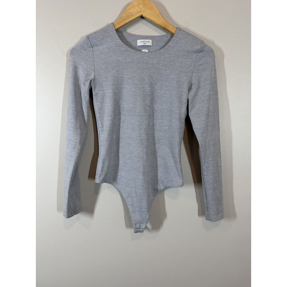 Aritzia Contour Gray Long Sleeve Bodysuit Small Soft‎ Stretch Ribbed Essential
